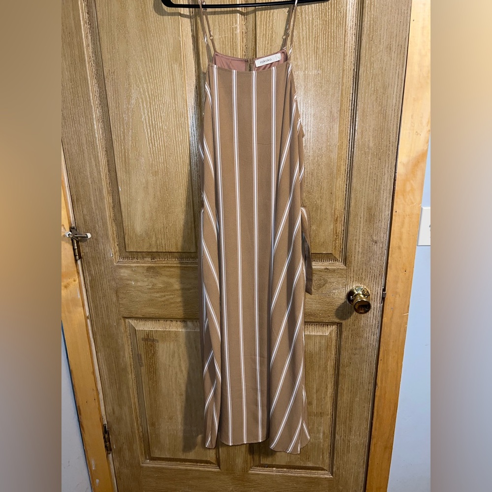 Brown Striped Maxi Dress. Large
